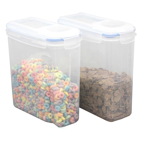 Basicwise Large BPA-Free Plastic Food Cereal Containers, Airtight Spout Lid, PK 2 QI003322.2